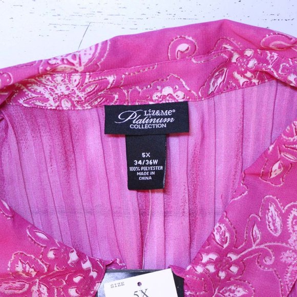 Liz&Me Platinum 5X 34/36W Pink Crinkle Blouse NWT - Picture 5 of 14